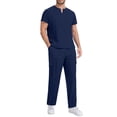 thumbnail image 6 of Minjewel Men's Casual Short Sleeve Nursing Scrubs Set, Breathable & Durable Uniform for Male Healthcare Workers, Nurses & Caregivers,Dark Blue S, 6 of 8