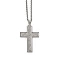 thumbnail image 1 of Stainless Steel Polished CZ Cross Necklace 24in, 1 of 3