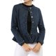 thumbnail image 2 of CHAQUETA DE JEANS PARA MUJER INSPIRADA CHIC, CON BOTONES, HEM PEPLUM, MANGAS LARGAS, CORTA, AZUL, TAMAÑO XS, 2 of 7