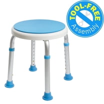 Vaunn Medical Shower Stool Adjustable Swivel Bath Stool, Blue, 250 lb Limit