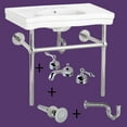 thumbnail image 2 of Renovator's Supply White Console Sink Belle Epoque Deluxe with Chrome Bistro Legs, 8" Widespread Bathroom Sink Faucet Classic Chrome and Heavy P Trap Chrome Brass Cleanout, 2 of 6