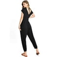 thumbnail image 3 of Wasabi & Mint Women's Lounge Relax Fit Short Sleeve Crop Jumpsuit (Medium, Black), 3 of 4