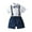 White, variant on Odeerbi 2025 Boys Gentlemen's Clothing Summer Short Sleeve Top Bib Shorts Tie Four-piece Set