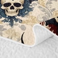 thumbnail image 5 of Homewish Halloween Baroque Devil Skull Twin Quilt Set, Dark Floral Blood Drip Twin Coverlet Set, Beige Gray Red, 2pcs 1 Bedspread and 1 Pillowcase, 5 of 7
