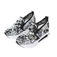 thumbnail image 6 of Domzle Women's Floral Embroidery Mesh Sneakers Breathable Slip On Wedges Walking Shoes Fashion Lace Platform Sneakers Hidden Wedge High Top Comfort Work Outdoor Travel Sports Shoes Black, 6 of 7