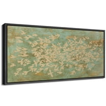 Large Framed Canvas Print Abstract Flock of Birds in Motion with Rustic Green TextureWall Art Decorative Ready to Hang Painting for Living room Bedroom 60x30 inches Black Frame