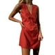 thumbnail image 1 of Vestido sin mangas de lino con cuello en V para mujer - Corte ajustado, color liso, falda chaleco de verano - S-XXL, 1 of 3