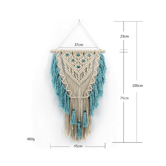 2X Wall Hanging Macrame Curtain Bohemian Hand Woven Tapestry Perfect Door Curtain Macrame 45 x 75cm