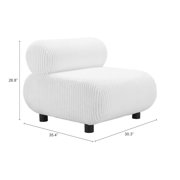 Rahat Accent Chair White Accent Chair, Modern Style, Velveteen strips corduroy fabric, Rubberwood, Indoor Living