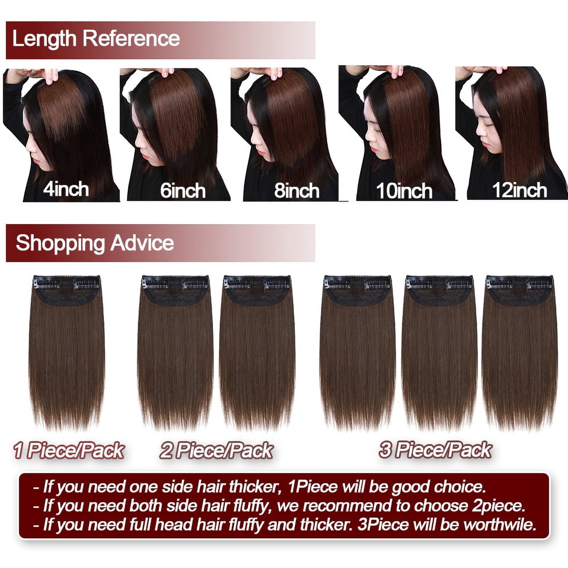 SEGO Real Remy Human Hair Mini Hair Pad Clip in 100% Human Hair Extensions Short Straight Thick One Piece Hair Pieces for Thinning Hair Topper/Side/Back Use