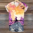thumbnail image 2 of TANGQIOP Women'S T-Shirts Tops V-Neck Short Cap Sleeve Tee Top Halloween Witch Tree Skeleton Pumpkin Print Casual Funny Yellow XL, 2 of 4