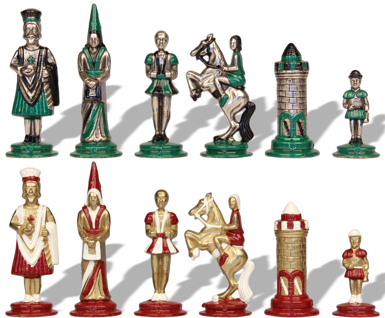 Greek Mythology Olympus Gods Zeus vs Poseidon Antique White Chess Set with 18 Walnut & Maple Color Board