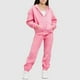 thumbnail image 1 of Chaqueta de invierno de color liso para niños, sudadera larga con capucha y cremallera y pantalones deportivos con lazo en las piernas, conjunto deportivo informal con forro polar para mayor calidez,, 1 of 5