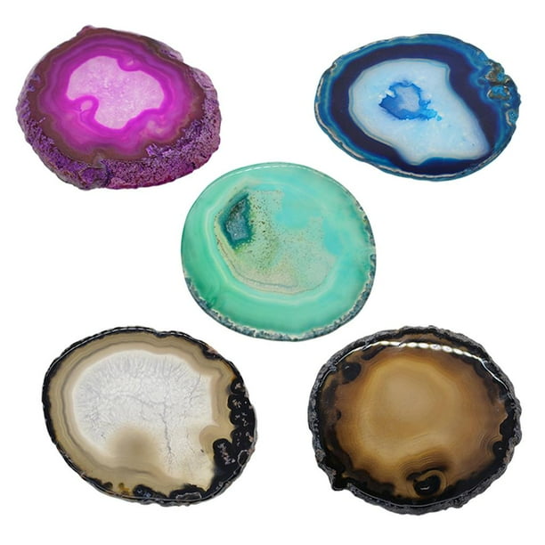 5 Piezas de Piedras de Cristal de Grandes Naturales, Posavasos, Colección de Cristales para Decoración para hogar, Forma forma forma forma Irregur de 2, BLESIY Rebanadas de ágata posavasos de cristal