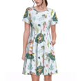 thumbnail image 1 of Bixox Robe d'Été à Manches Courtes pour Femmes Robe Ample Longueur Genou avec Poches-Tortue, 1 of 7