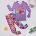 thumbnail image 2 of Toddler Baby Girls Easter Pajamas 2 Piece Easter Bunny Egg Print Long Sleeve Pants Lounge Set Sleepwear Easter Day Gift,Z4-,5Y(5-6 Years), 2 of 4