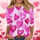 thumbnail image 1 of RKSTN Valentines 3/4 Sleeve Tops for Women Oversized Crewneck Valentine's Day Graphic Printed Short Sleeve T Shirt Womens Casual Round Neck Loose Comfy Loves Heart Print Three Quarter Sleeve Shirts, 1 of 6