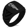 thumbnail image 1 of Stainless Steel Exalted Dragon Blade Chevron Pattern Biker Style Polished Ring, 1 of 1