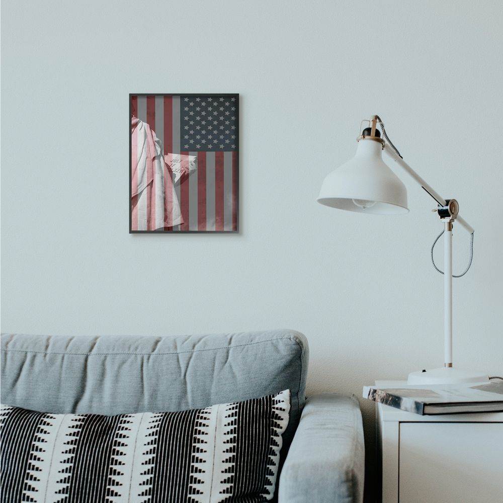 Stupell Industries American Flag USA Rustic Liberty Design Framed Giclee Texturized Art by Daniel Sproul