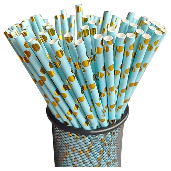 Comfy Package, [100 Pack] Striped Paper Drinking Straws 100% Biodegradable - Assorted Colors, Extra Wide Paper Smoothie