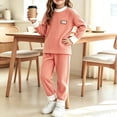 thumbnail image 4 of Cethrio Girls Thermal Pajama Sets, Long Sleeve 2 Piece Pullover Winter Girls' Sleepwear Pink Size 6, 4 of 5