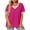A-Hot Pink, variant on Plus Size Blouses for Curvy Women Short Sleeve V Neck Shirt Criss Cross Front Top Color Block Clothes Black