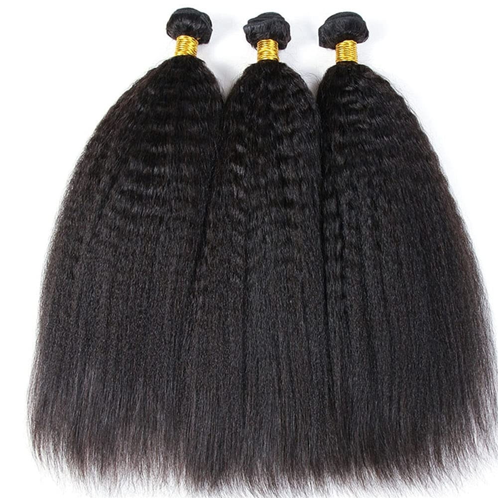 Brazilian Kinky Straight Human Hair Bundles 1/3 Pcs Yaki Straight Remy Hair Extensions