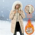 thumbnail image 4 of Womens Sherpa Fleece Lined Long Jackets Winter Long Coats Trendy Puffer Jacket Lined Down Coat Long Sleeve Parka Oversized with Hood, 4 of 7