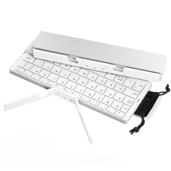 BH199 Aluminum Alloy & ABS Foldable Bluetooth Keyboard - 3-Device Simultaneous Connection, 50H Battery Life, Rechargeable Wireless Keyboard with Storage Pouch for Tablets, Smart, Laptops & PCs
