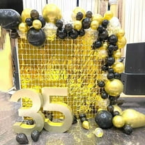 Efavormart Shiny Gold Metallic Foil Rectangle Door Window Party Curtain Backdrop - 3ftx6.5ft