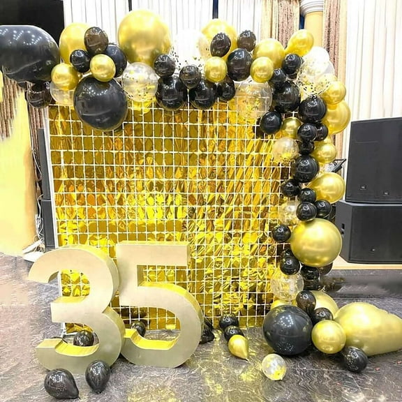 Efavormart Shiny Gold Metallic Foil Rectangle Door Window Party Curtain Backdrop - 3ftx6.5ft