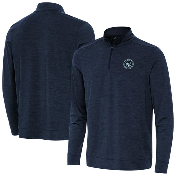 Men's Antigua Heather Navy New York City FC Bright Quarter-Zip Pullover