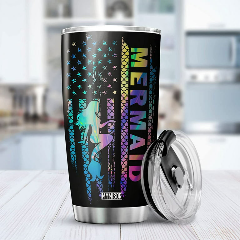 BEAST 40 oz Rainbow Tumbler Set with Handle - Stainless Steel Coffee Cup +  2 Straws Brush, Gift Box & Black Handle