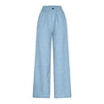 thumbnail image 6 of Summer Casual Pants for Men Elastic Waist Faux Jeans Straight Leg Denim Look Pants Business Casual Loose Trousers with Pockets, 6 of 6