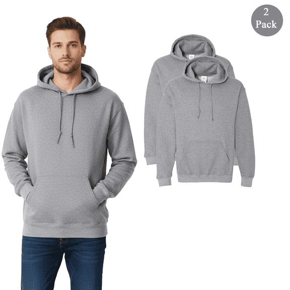 Gildan Men's Heavy Blend Hooded Sweatshirt, Long Sleeve Pullover Graphite Heather Hoodie, 2-Pack S