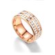 thumbnail image 5 of Anillo de acero de titanio con doble fila de diamantes, anillo de acero inoxidable de moda para parejas, joyería para mujer, 5 of 6