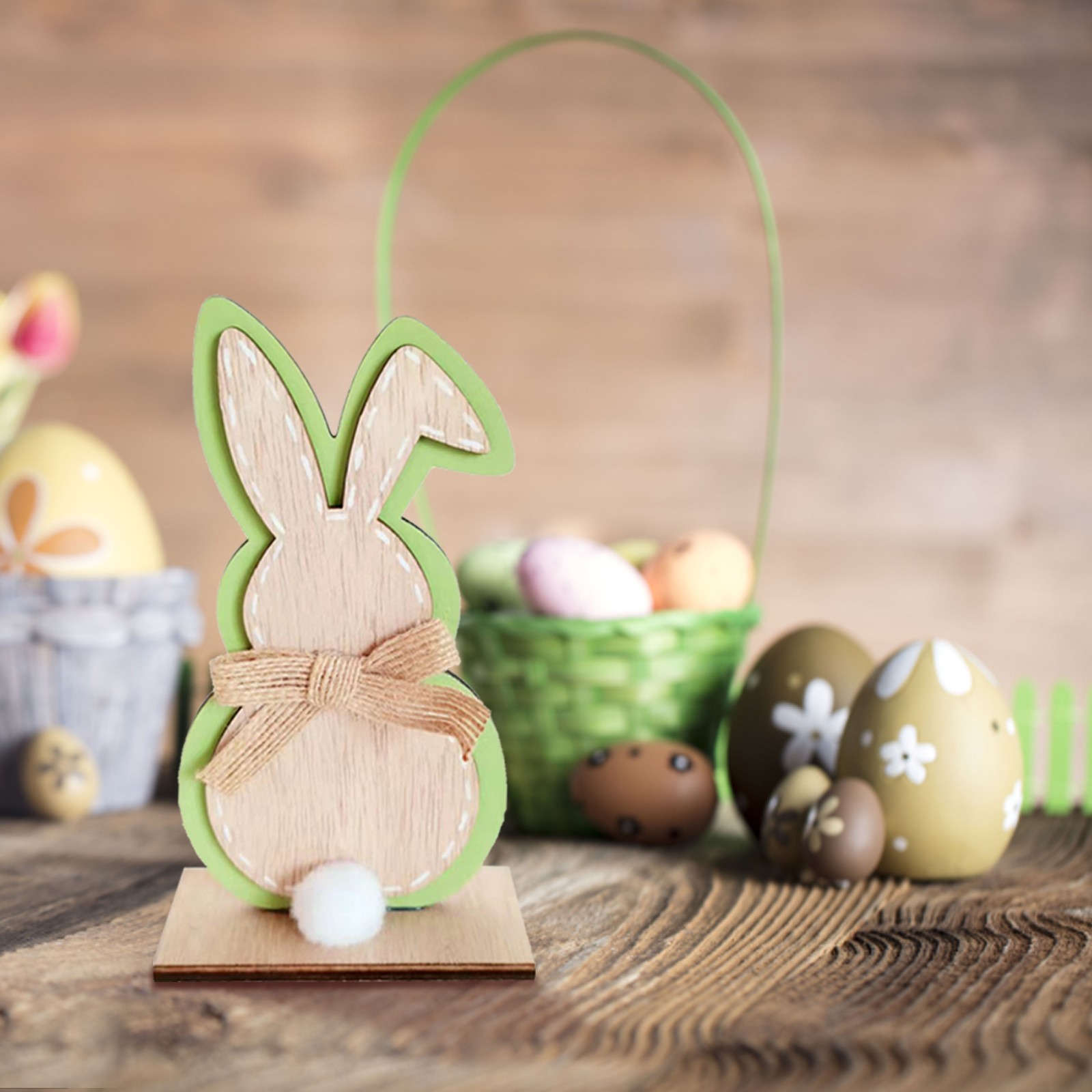 Wooden Easter Rabbit Decoration Ornaments For Easter Home Desktop ...