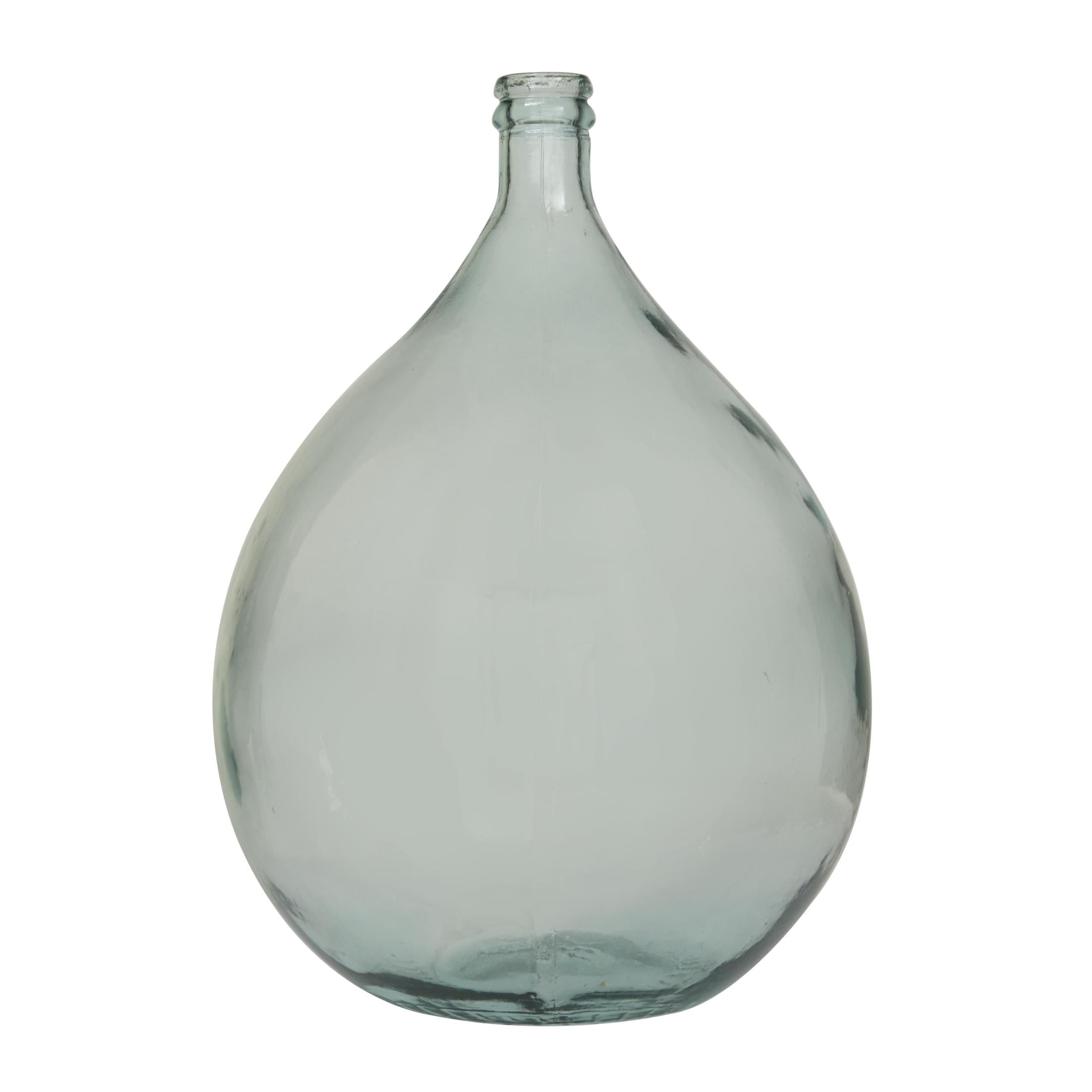 DecMode 22" Handmade Spanish Bottle Neck Light Blue Recycled Glass Vase