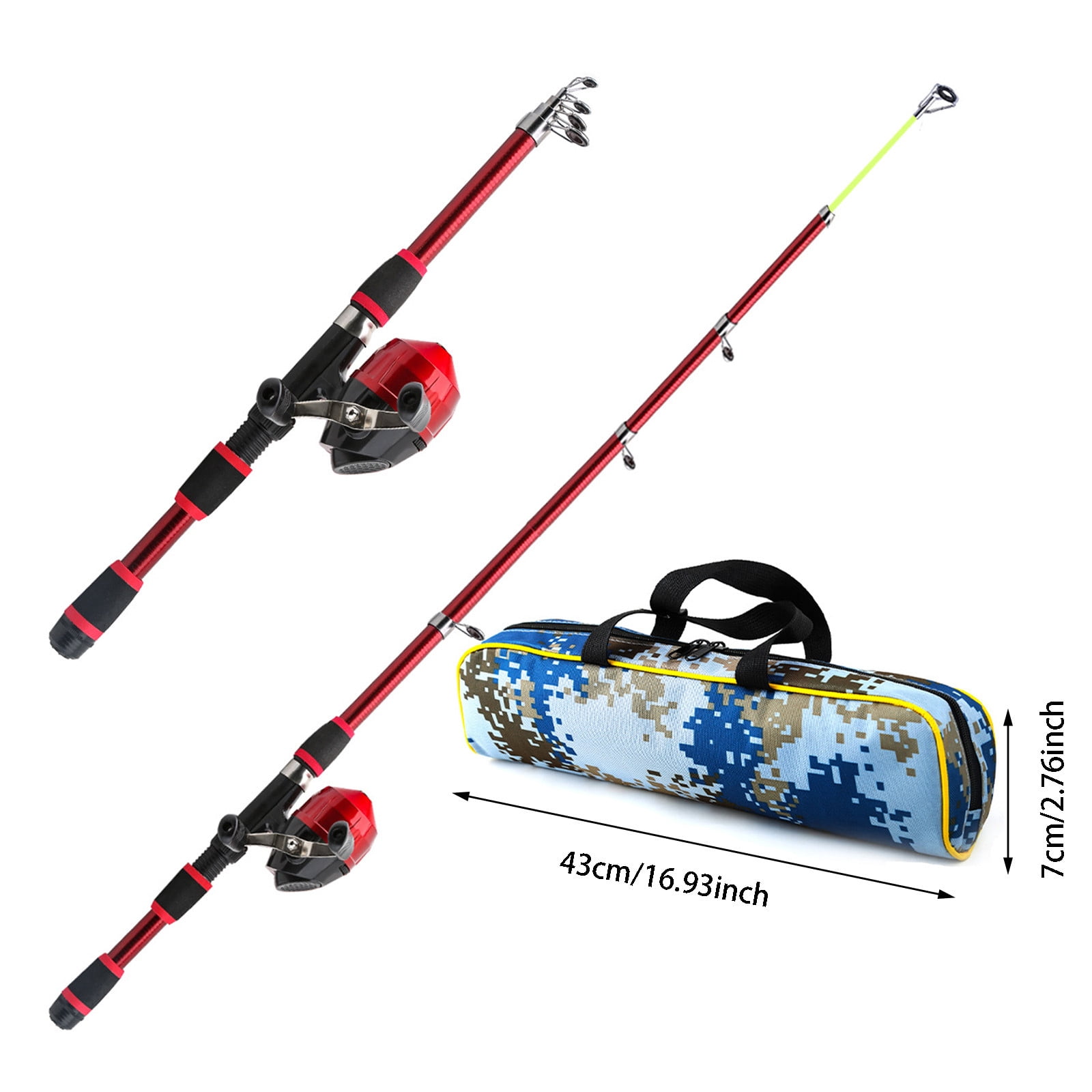 Kids Fishing Rod Kit with Reel Tackle and Camo Carry Bag 18m Beginner Fishing Set Outdoor Gear for Children and