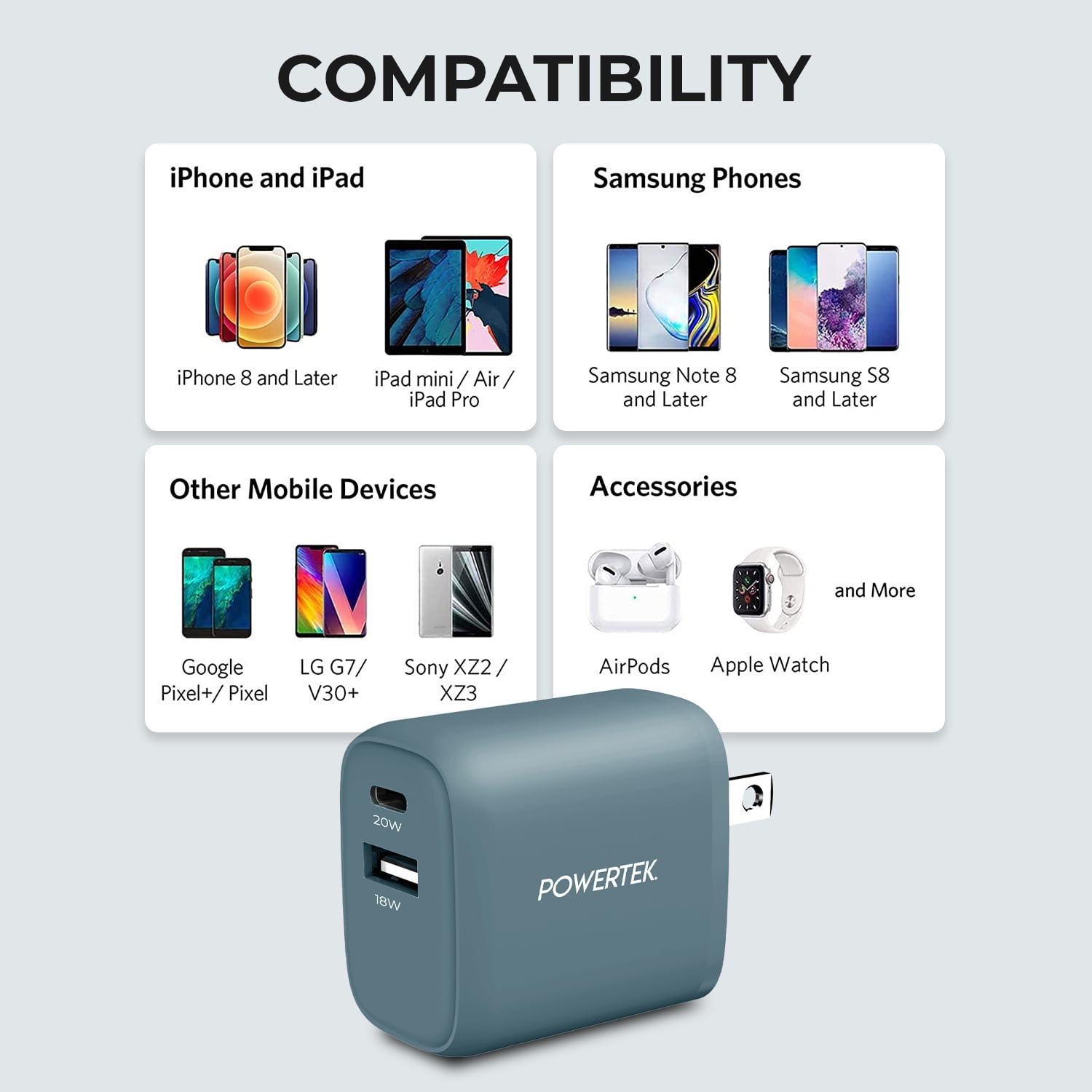 Liquipel Powertek Corduroy 20W Combo Wall Charger - Green