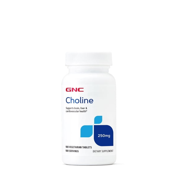 GNC Choline 250mg, Supports Brain, Liver, Cardiovascular Health, 100 Count