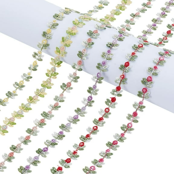 6 Yards 6 Colors Flower Ribbon Trim 1/2 Inch Wide Floral Lace Edge Trim 3D Flower Embroidered Trim Floral Lace Applique Trim