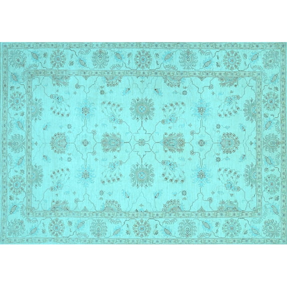 Ahgly Company Indoor Rectangle Oriental Light Blue Traditional Area Rugs, 6' x 9'