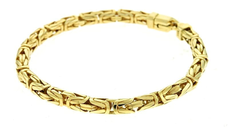 14k Yellow Gold 5.3mm Byzantine Chain Bracelet - 8"