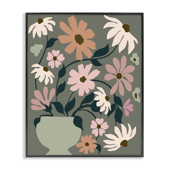 Stupell Industries Contemporary Gerbera Daisy Bouquet Black Framed Giclee Art, 11 x 14, by Incado