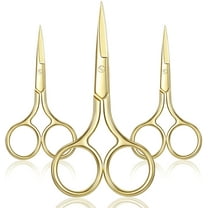 WSNIJFU 3 Pack Small Nose Scissors Facial Hair Scissors Mini Beauty Scissors Stainless Steel Trimming Pointed Scissor for Grooming Eyebrows, Nose, Mustache, Beard (Gold)