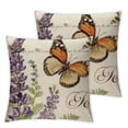 thumbnail image 2 of Acheng  Outdoor Garden Decoration Bee/Butterfly/Dragonfly/Ladybug Pillow Case Leaf/Lavender/Flower Decorative Throw Pillow Covers Set of 2 White, 2 of 6