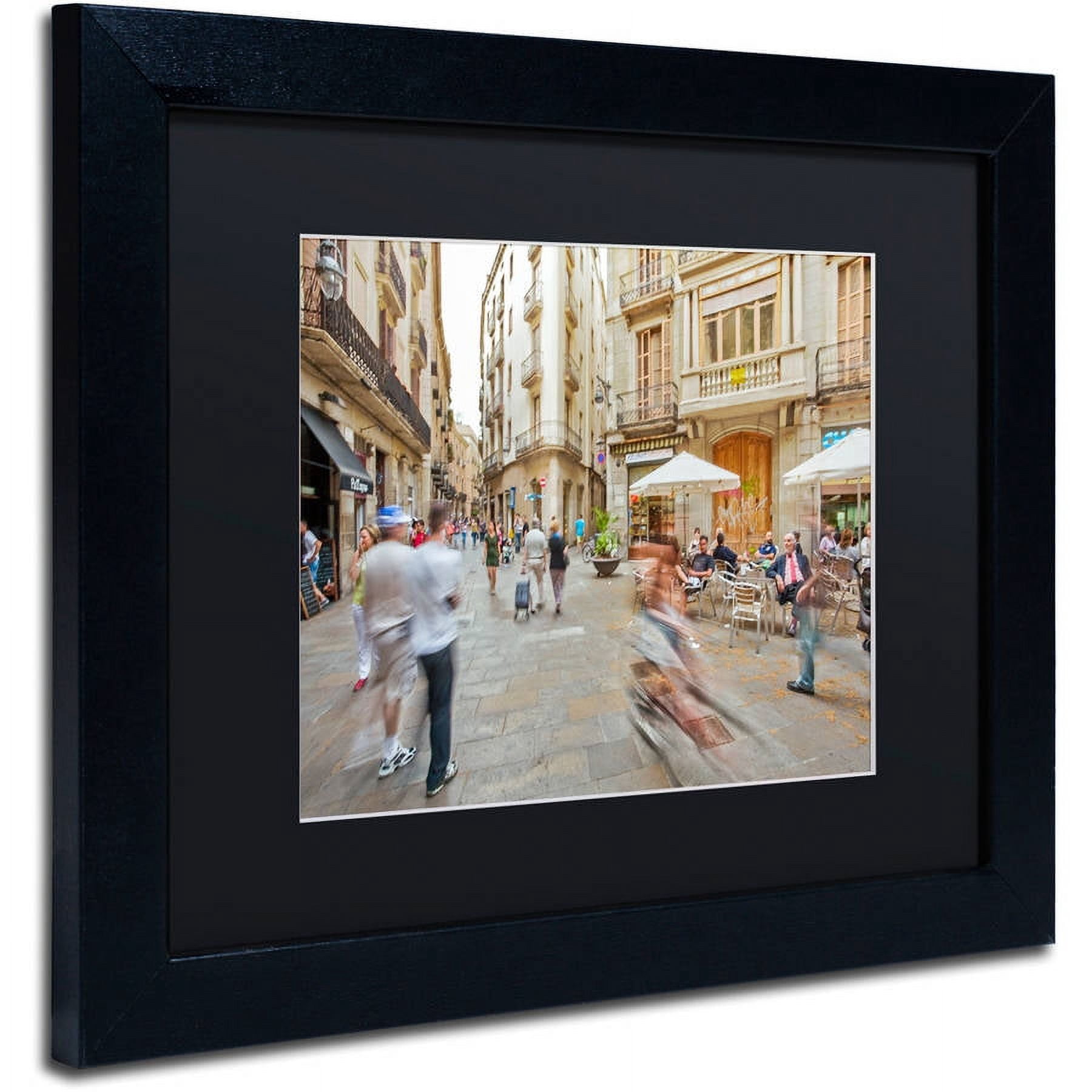 Trademark Fine Art "Ghost Biker Rides Gothic Barcelona" Canvas Art by Yale Gurney, Black Matte, Black Frame