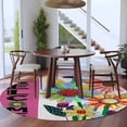 thumbnail image 3 of Round Rug 7Ft Washable Non-Slip, Spring Daisy Circle Area Rugs for Living Room Bedroom, Pink Modern Abstract Art Dots Floral Indoor Floor Mats Carpet Runner for Home Decor Aesthetic, 3 of 8