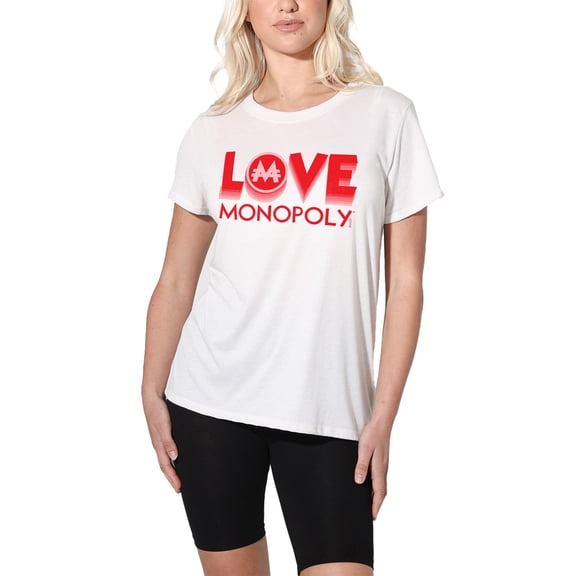 Monopoly Valentine's Day Love Women's Loose T-Shirt, White, X-Large